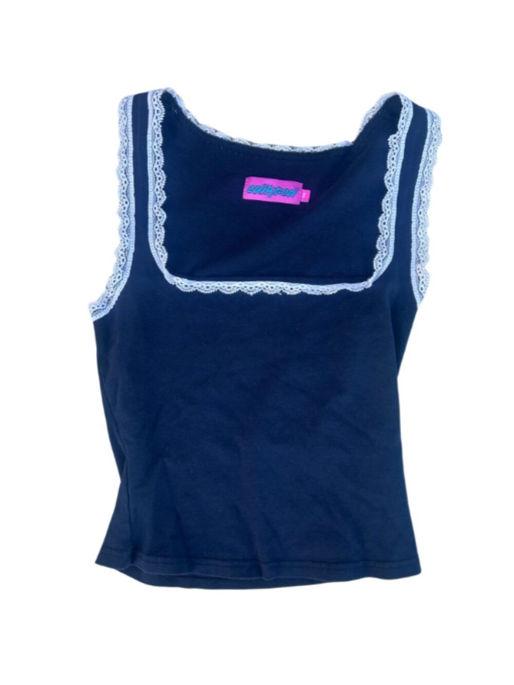 Edikted Black Lace Short Sleeve Tank Top